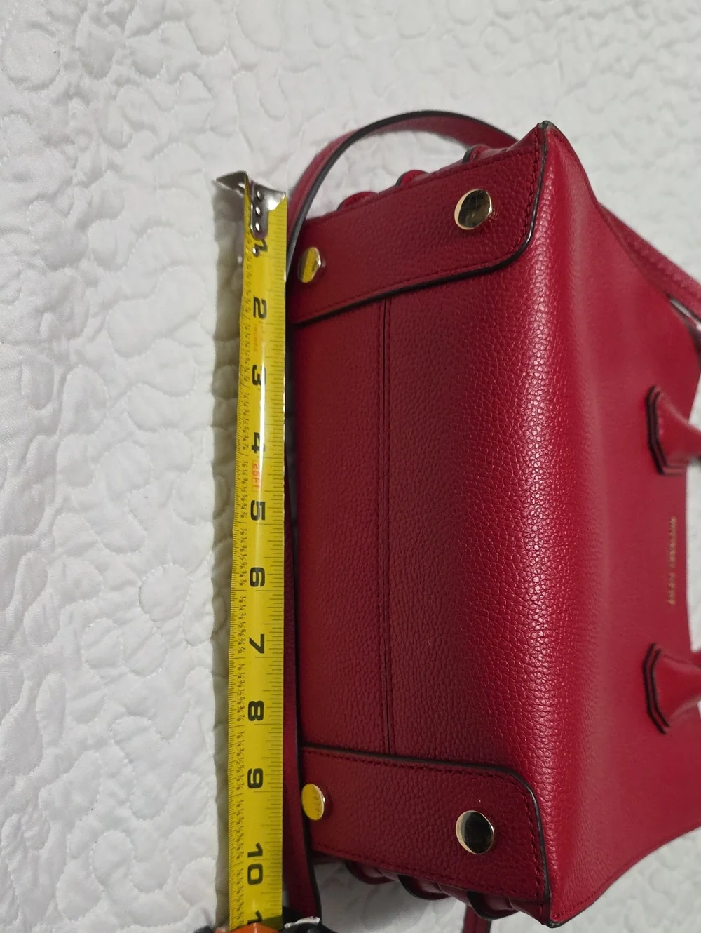 Michael Kors Red Pebbled Leather Mini Satchel with Shoulder Strap